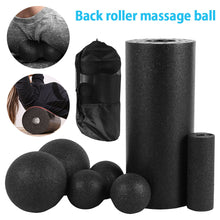 Load image into Gallery viewer, Foam Roller &amp; Massage Ball Set For Therapy, Exercise, Muscle Relief and Yoga - 5 Pcs Black
